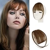 Sofeiyan Bangs Clip in 100% Remy Echthaar Fringe Bangs One Piece Human Hair Clip in Pony Fringe Extensions Natürliche Bangs with Tempel Haarteile Echthaar Haarverlängerung für Frauen