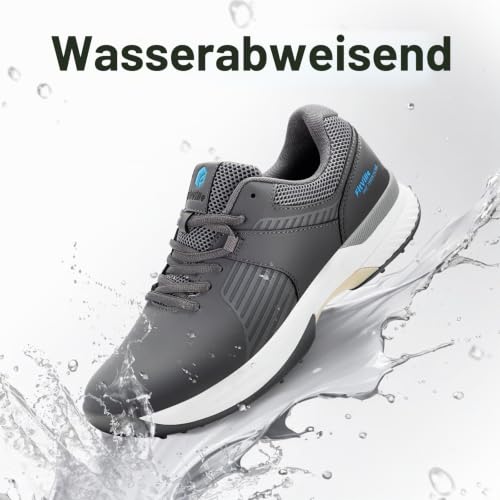 FitVille Herren SpeedEx Golfschuhe V4 Sneaker Extra Weit Walking Schuhe Leichte Bequeme Man Schuhe mit Schnürung atmungsaktive Trainingsschuh für Golf Sport Holzkohle Grau 46 EU Weit