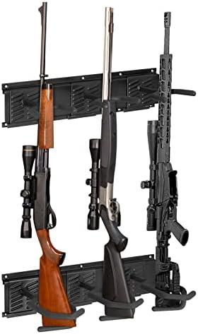 Robust Indoor Gun Racks for Wall Adjustable Gun Rack Wall Mount, Heavy Duty Steel Gun Stand and Shotgun Rifle Rack Gun Display Wall Mount (3-Slot)
