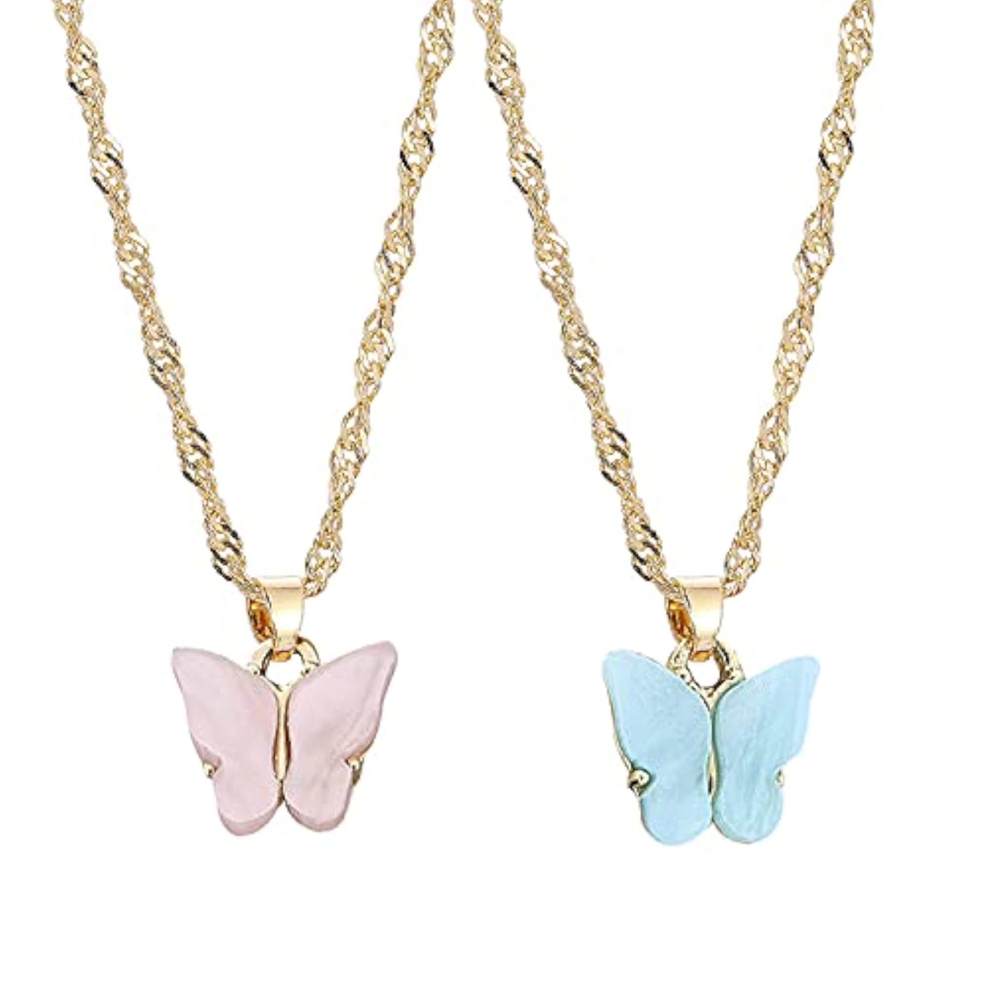 Women's Cute Butterfly Charm Necklace Set, 2PCS