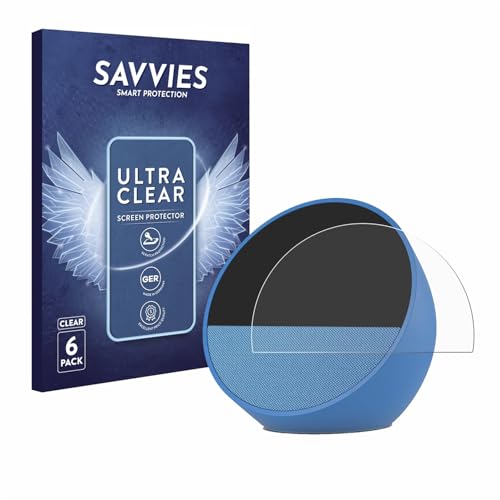 Image of Savvies 6 Pack Screen Protector compatible with Amazon Echo Spot 2024 Protection Film Clear