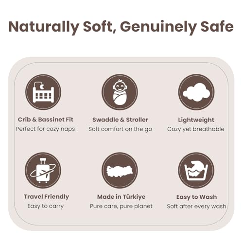 Image of Nora Organic Cotton Baby Blanket 30x40 in, Mocha - GOTS Certified, Soft Knit Swaddle for Newborns, Crib & Stroller, Machine Washable