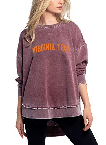 NCAA Virginia Tech Hokies Womens Burnout Fleece Sweatshirt, Merlot, X-Large