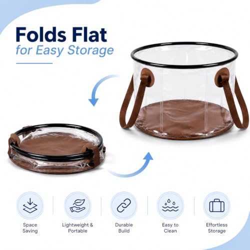 Image of Multipurpose Foldable Water Bucket 20L | Premium Transparent PVC Bucket | Portable Leakproof Water Carrier for Camping, Gardening & Car Wash(20 Liter Tansparent)