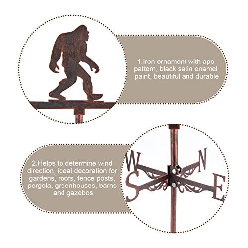 CREATCABIN Metal Weathervane Bigfoot Gorilla Compass Garden Stakes Decor Roof Wind Direction Retro Weather Vane Indicator Ornaments Decoration Accessories for Outdoor Lawn Pathway Garden Yard Patio - Thumbnail 3
