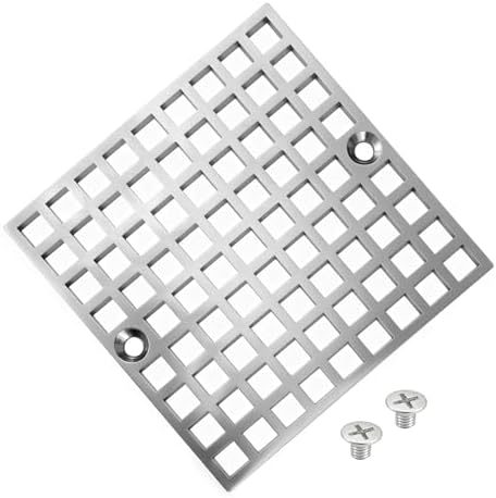 4" Matte Silver Shower Drain Cover, 304 Stainless Steel Square Fl...