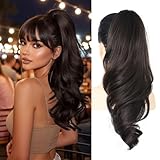 18' Pony Tails Hair Extensions Clip In Ponytail Hair Extensions Clip On Ponytails for Women Clip On Hair Ponytail Extension Hair Pieces for Women Long Wavy Pony Tails Fluffy Natural Looking