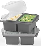 FURNSII Stampo per Congelatore in Silicone Senza BPA, 250ML Vassoio per Congelatore con Struttura in Metallo, 2 Pack Cibi Contenitore Congelare Meal Prep per Zuppa Brodo Salsa (GRIGIO 250ML)