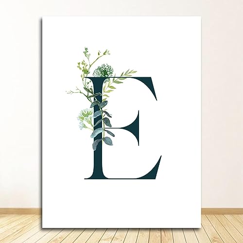 Peinture plantes paysage vert Alphabet E grand format 80x110 pour habiller un grand mur