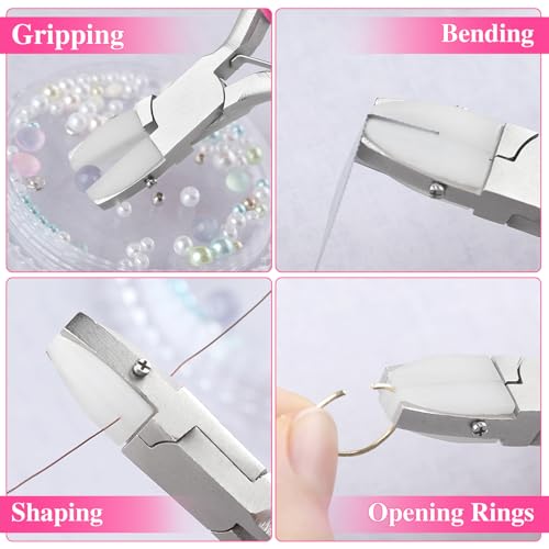 Image of Mini Flat Nose Pliers for Jewelry Making with 2 Replacement Tips, Parallel Pliers 3 Inches Soft Jaw Plier with Consistent Grip Wire Straightener for Beading, Looping, Gripping, Shaping Wire