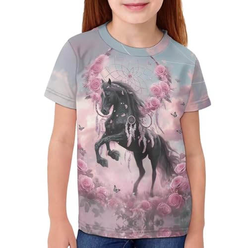 Image of WELLFLYHOM Kids Tshirts Girls Boys Short Sleeve Crewneck Tees Shirts Casual Sport Pullover Tops Size 3-16 Years