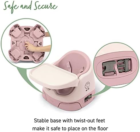 Mamas & Papas Baby Bug Booster Seat for Dining, Detachable Tray, Harness, Adjustable Seat and Non-Slip Feet - Blossom (Pink)