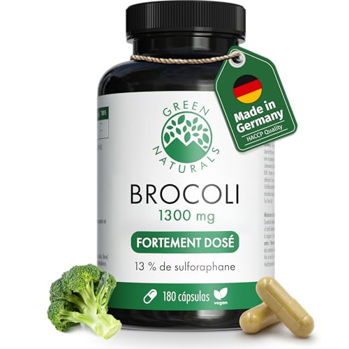GREEN NATURALS - Brocoli - Haute dose : 170 mg de sulforaphane et 1 300 mg d'extrait de brocoli par dose journalière, 3 mois de réserve (180 gélules) - Green Naturals®