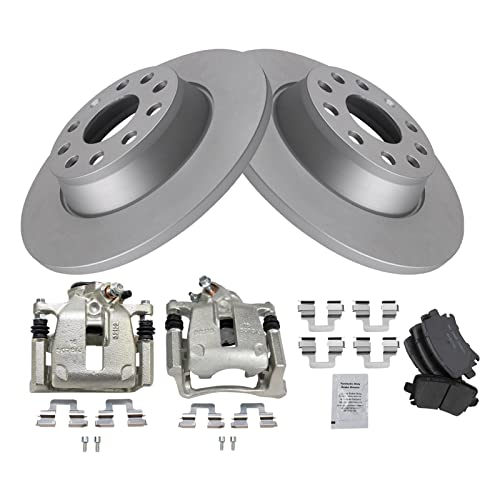 Image of TRQ Rear Brake Pad and Rotor Set Ceramic G Coated Rotors Calipers
