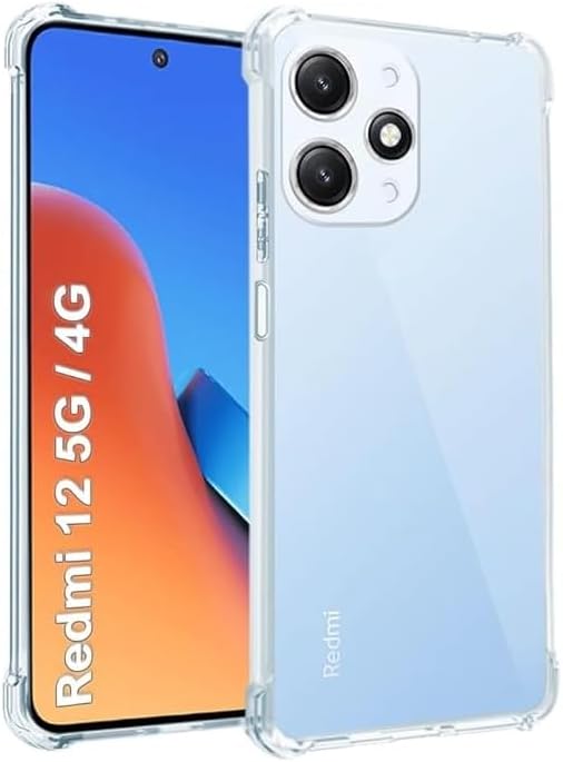 Case For Redmi 12 5G, Phone Case for Redmi 12 4G Clear, Reinforced Corners Scratch Resistant TPU Rubber Soft Silicone Protective Cover for Xiaomi Redmi 12 2023 (Crystal Clear)