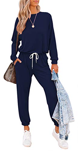 Etcyy women's sweatsuit two piece outfits set long pant cotton pa…