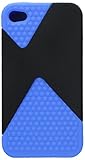 MyBat Rubberized Diamond Veins Dual Phone Protector Cover for iPhone 4s/4 - Retail Packaging - Black/Blue