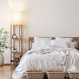 Lampa stojąca 3 w 1 z półką i stacją ładującą, gniazdem USB typu C i AC, 3-poziomowa lampa stojąca z oświetleniem LED do sypialni, salonu, biura, nowoczesna, wysoka lampa podłogowa (63”)