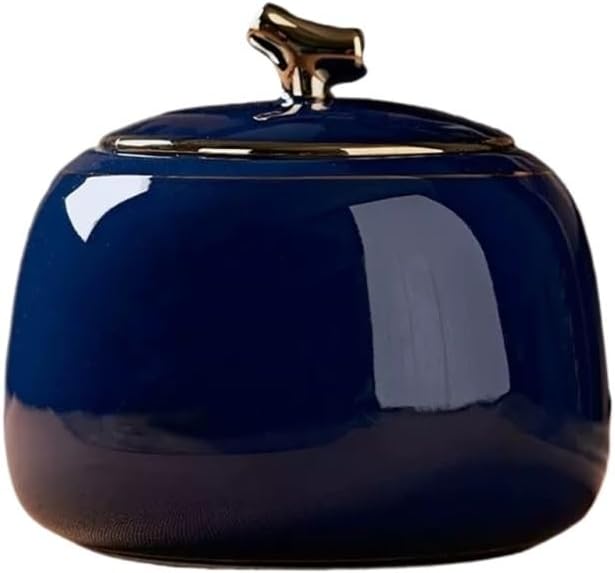 Tea Container Ceramic Tea Caddy Storage Container Tins Jar with Airtight Lid Tank 800ML(Blue)