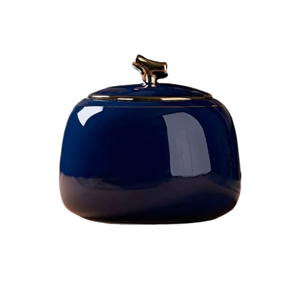 CHENGAIJIAN Tea Canister Ceramic Tea Caddy Storage Container Tins Jar with Airtight Lid Tank 800ML(Blue)