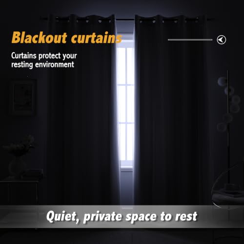 Image of Anytime Double Layer Blackout Curtains 2 Panels，35Wx84L，Greyish White