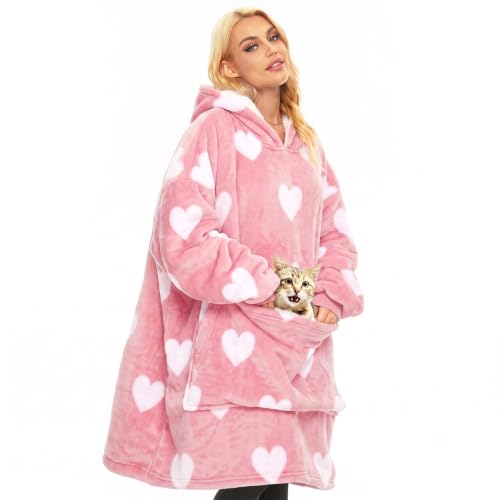 Gentlewarm Wearable Blanket Hoodie for Adults Women Men,Oversized Soft Warm Sherpa Fleece Hoodie with Pets Giant Pocket, One Size Fits All