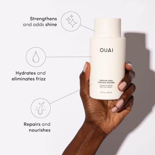 OUAI Medium Shampoo and Conditioner Set - Sulfate Free Shampoo and Conditioner for Medium Hair - Made with Keratin, Shea Butter & Avocado Oil - Free of Parabens & Phthalates (10 Fl Oz) - Thumbnail 4