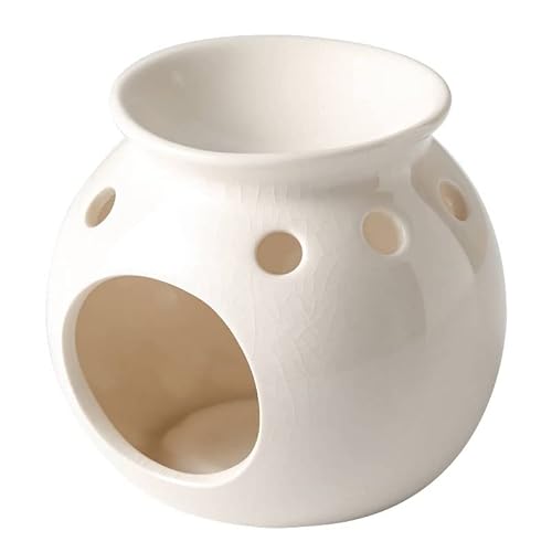 Warmself Pearl Glaze Ceramics Essential Oil Burner, Scented Wax Melt Burner With Candle Holder, Aromatherapy Aroma Burner Oil Diffuser Candle Tealight Oil Warmer-White #TOP4