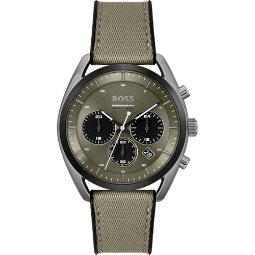 BOSS Montre Chronographe à Quartz pour homme Collection TOP avec Bracelet en acier inoxydable o silicone