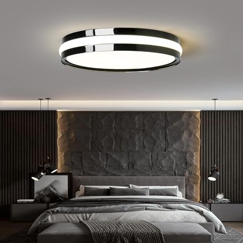Image of Modern LED Ceiling Light Black 30W Dimmable Flush Mount Light Fixtures with Remote Control 11.8inch Ceiling Lamp for Bedroom Kitchen Island Dining Room LivingRoom Foyer Hallway