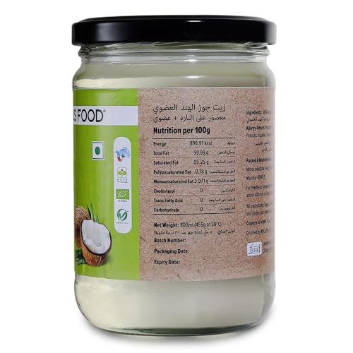 Image of Conscious Food Cold Pressed Coconut Oil | 500ml | Certified Organic | 100% Pure | Good for Cooking | Boosts Heart Health Skin Care (Pack of 3)