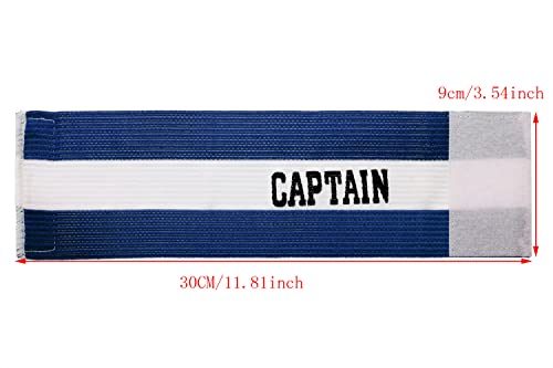 ONLYKXY Captain Armbands 9x30CM/3.54x11.81inch Adjustable Leader Armband for Soccer Basketball Volleyball School Team Competition Coach Players Wrist Arm Bands (Blue+White, 1)
