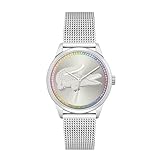 Lacoste Analog Quarzuhr für Damen Kollektion LADYCROC mit Silbernes Edelstahl-Mesh-Gliederarmband - 2001259