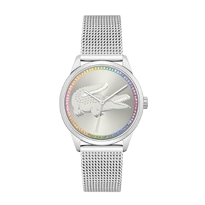 Lacoste Orologio Analogico al Quarzo da Donna Collezione LADYCROC con Cinturino in Maglia Metallica in Acciaio Inossidabile Argentato - 2001259