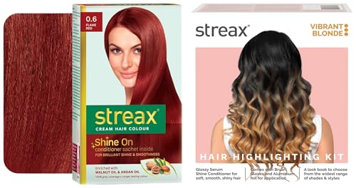 Streax Permanent Hair Colour, 100% Grey coverage Hair Colour Highlight Kit | Blonde Hair Colour, Vibrant Blonde – Pack of 1