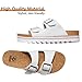 Ustogi Flatform Platform Sandals Women Arch Support Beach Slides Orthotic Summer Causal Cork Footbed Adjustable Lightweight Thick Sole Comfortable Fashion Slip on Cushion Cute 2 Strap 02(7, White)