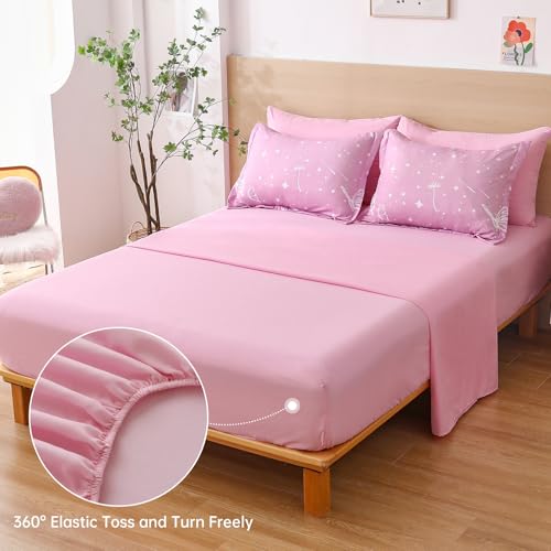 Image of Dinjoy Girls Comforter Set 7 Pieces, Queen Size Colorful Ombre Rainbow Bedding Set, Bed in A Bag for Kid Teen Girls (1 Comforter, 1 Flat Sheet, 1 Fitted Sheet, 2 Pillow Shams, 2 Pillowcases)