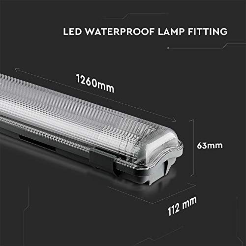 LED Non-Corrosive T8 Lamp Fitting Twin 4FT 120CM IP65 2 x 18W White 6400K Tube Batten Indoor or Outdoor IP65 Weatherproof - Ideal for Garage Warehouse Car Park Industrial Lighting