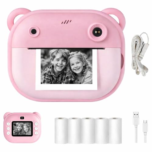 Image of Casaquin Camera for Kids with Print, Instant Print Digital Camera for Photography & Video, 2.4 inch Color Screen, Rechargeable Kids Camera with Games, Filters & 2 Paper Rolls -Random Color
