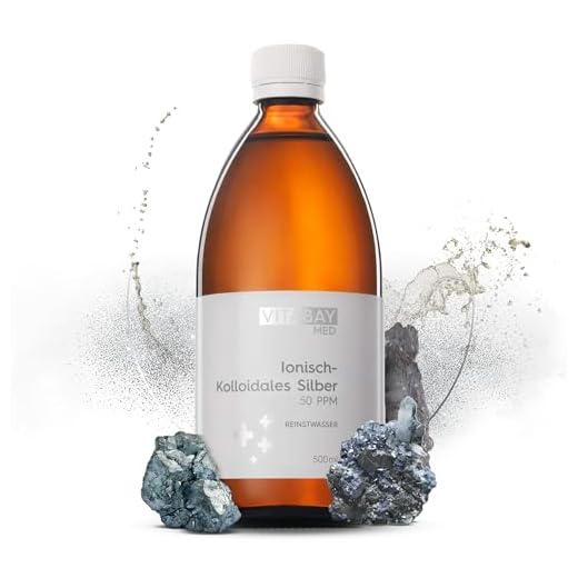 Vitabay Kolloidales Silber 50 PPM – 500 ml Reinstwasser – 99,99% Reinstsilber ionisch-kolloidal – Laborgeprüft & in phthalatfreier Braunglasflasche