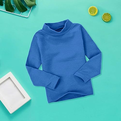 Toddlers Baby Boys Girls Solid Color Turtleneck T-Shirt Basic Cotton Mock Neck Long Sleeve Top Clothes2