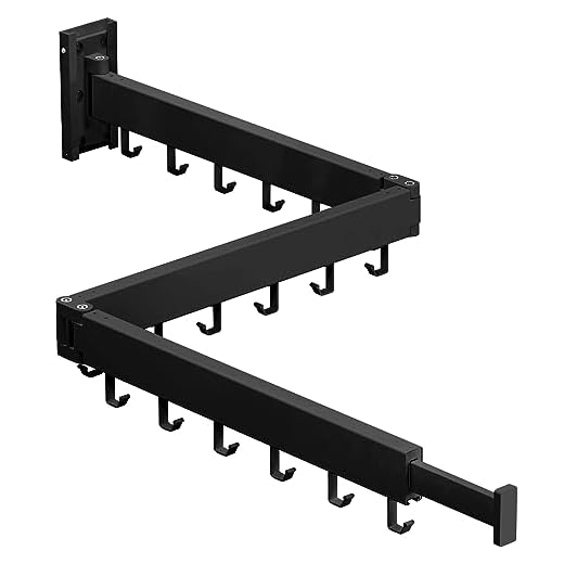 BOQORAD Clothes Drying Rack,Drying Rack Clothing,Luandry Drying Rack,Clothes Hanger Rack,Wall Mounted Luandry Rack,Folding Retractable,Frosted Stone Black Classic,ms-01
