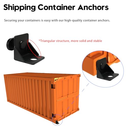 Triangular Design Shipping Container Anchor (4 Pack)More Stable, Heavy Duty Steel Shipping Containers Side Twist Lock, Black Powder Coated Shipping Container Tie Downs, Shipping Container Accessories - Thumbnail 4