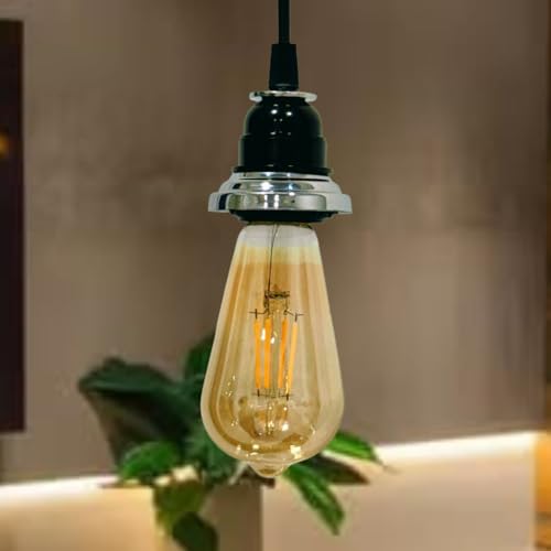 Image of Ceiling Hanging Light Stainless Steel 304 & Black Pendant for Dining Table, Living Room, Bedroom, Restaurants, Offices, Cafes, Hotels. E27 Bulb Type. (Bulb Not Included) (SS 304)