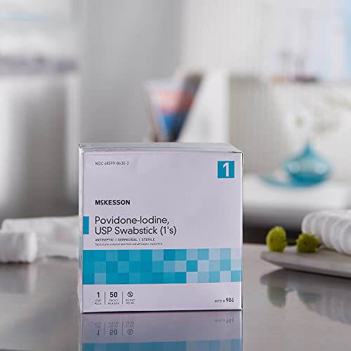 McKesson Povidone-Iodine Impregnated Swab Stick, Sterile - 4 in, 50 Sticks, 1 Pack