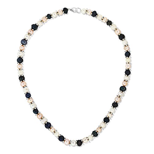 Gem Stone King Multi-Color Cultured Freshwater Pearl Necklace Earrings Bracelet Set 7-8Mm 18Inches #TOP3