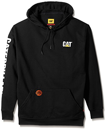 Caterpillar Men's Big and Tall Hooded Sweatshirt (Regular and Big & Tall Sizes), Flame Resistant Black, Large