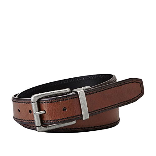 Fossil - Mens Derek Reversible Dark Belt, Size: 34, Color: Brown