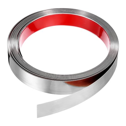 QUARKZMAN 19,7Ft x 0,98 Garniture Murale, Cadre de Garniture de Moulure à Décoller et à Coller, Garniture auto-Adhésive de Bande en Métal de Finition de Miroir d'Acier Inoxydable, Argent