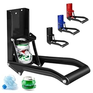 GYE 16 oz Metal Aluminum Can Crusher, Wall Mounted Heavy Duty Smasher for Aluminum Seltzer, Soda, Beer Cans And Bottles for Recycling, Gadgets for Home (Black)
